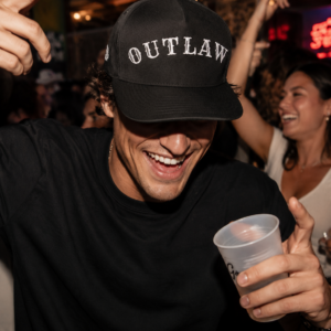 Embroidered Outlaw Flat Bill Cap