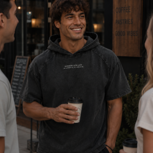 Snow Washed Hooded Boxy T-Shirt