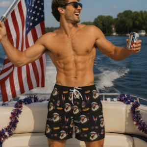 Red White and Boom Mens Swim Trunks